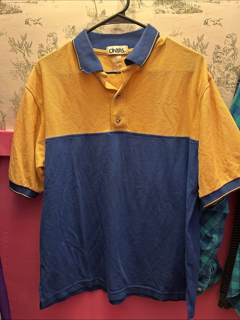 Cintas Two-Tone Men's Polo — Mustard & Navy